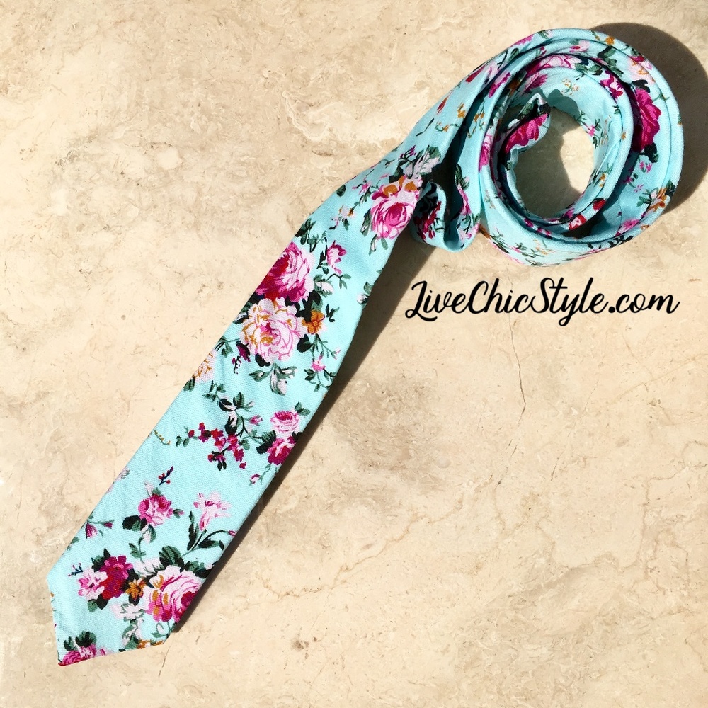 Mint Men's Floral Tie Wedding Tie, NEW